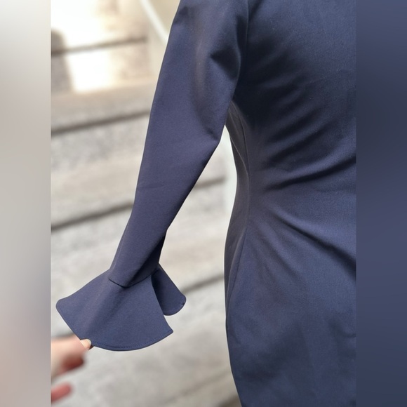 Likely Bedford Navy Ruffle Sleeve Bodycon Dress Women’s 6 Cocktail Party Wedding - Picture 7 of 10